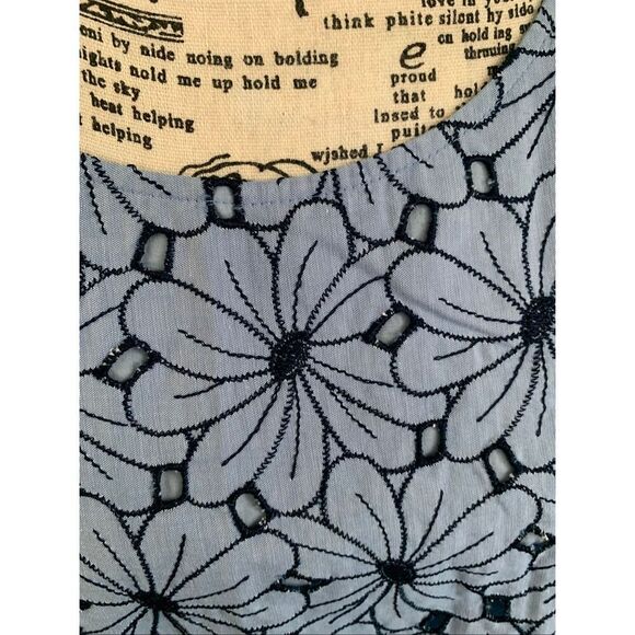 NWT Talbots FLORAL EYELET TOP - CHAMBRAY - Picture 3 of 11